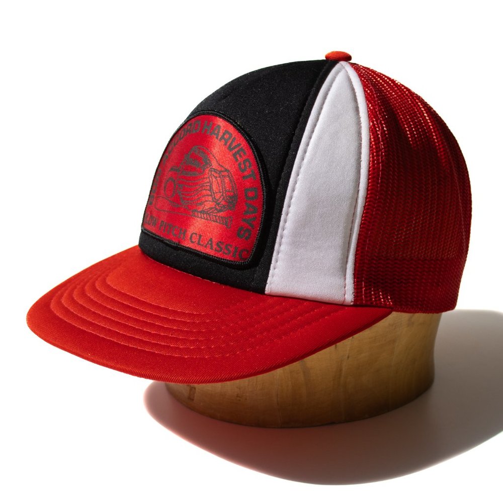 Vintage Snapback Softball Hat Cap Mesh Slowpitch 80's Red White Black